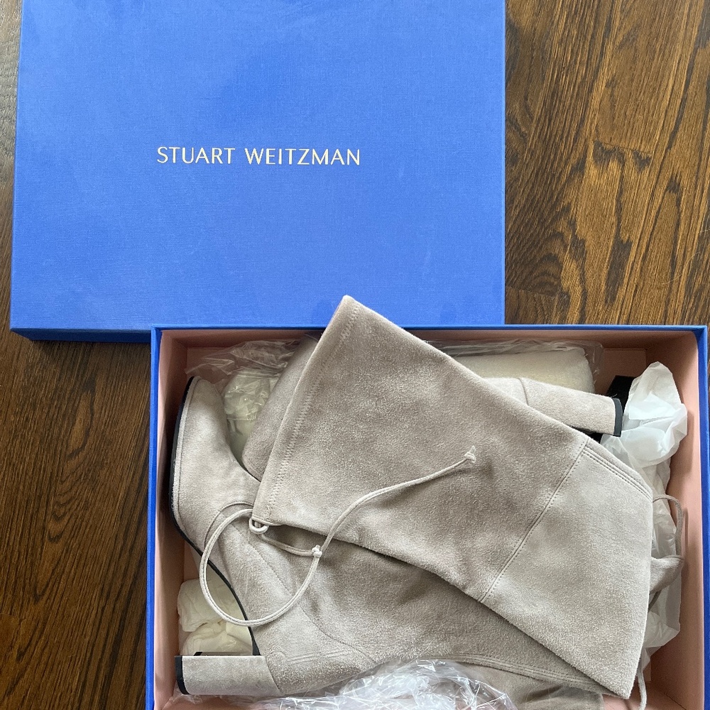 Stuart Weitzman taupe suede over the knee boots